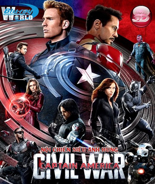 D296. Captain America Civil War - Captain America 3: Nội Chiến 3D25G (DTS-HD MA 7.1)